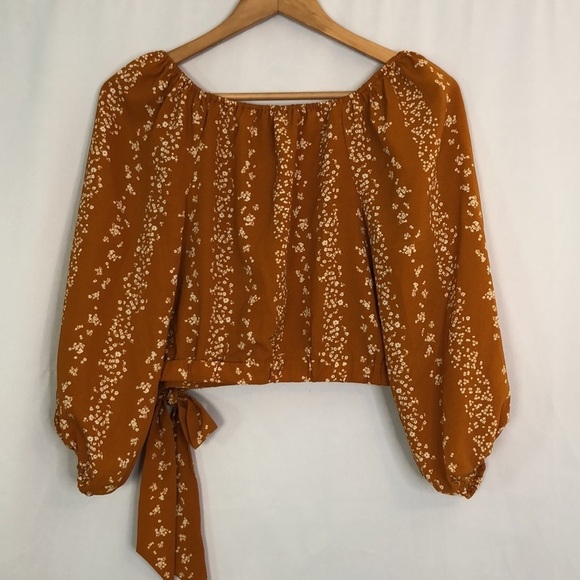 BCBG Paris Floral Stripe 3/4 Sleeve Woven Top Size M - Picture 9 of 14